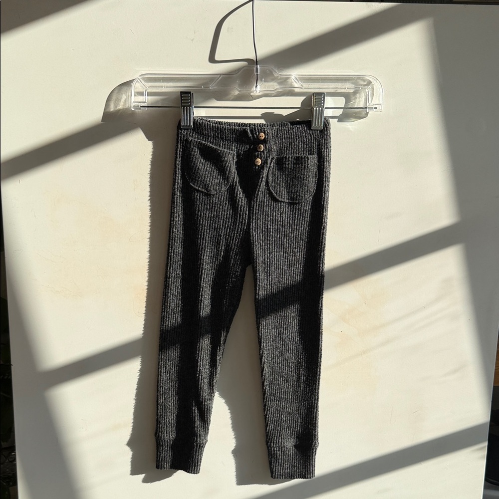 Zara Charcoal Ribbed Kids Leggings